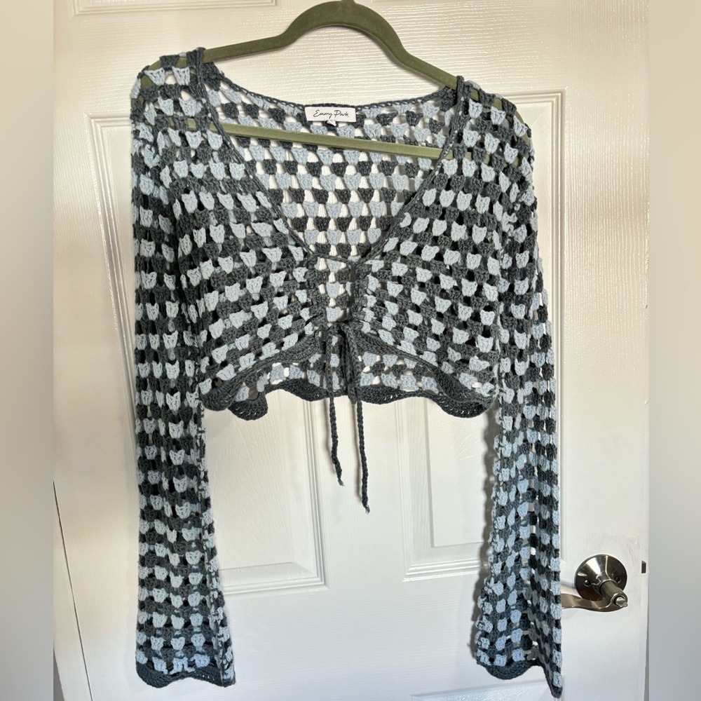 Crochet Cropped Sweater, Worn Once, Emory Park brand, Size M. Great condition